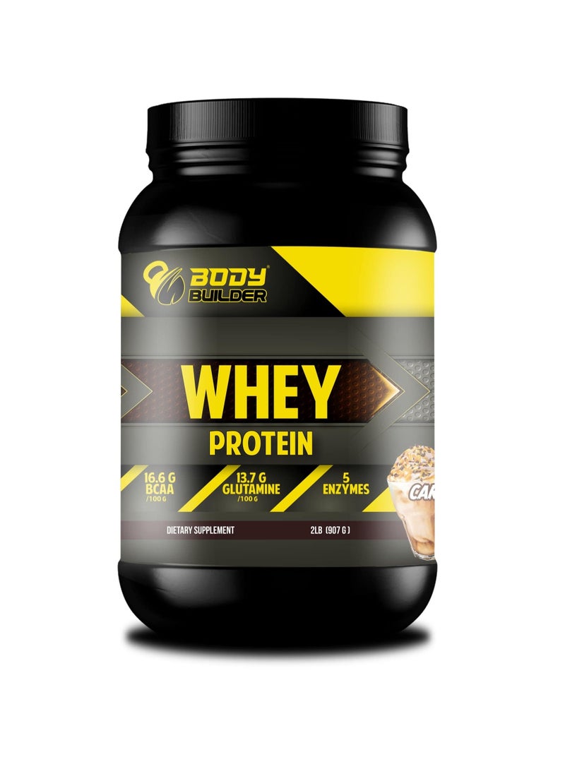 100% whey protein - Caramel Latte Flavor - 2lb, Elite Whey Protein Blend for Optimal Muscle Growth and Recovery, Rich in BCAAs, Glutamine and Digestive Enzymes, perfect post workout fuel