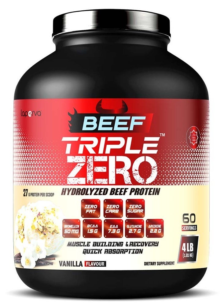 Beef Triple Zero , Isolate Protein, Muscles Growth ,Halal Certified, Vanilla Flavor 4lb