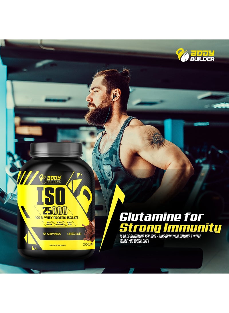 ISO 25000, Lean Muscles Growth, Rapid absorption of protein, Support Recovery, Chocolate Peanut Flavor, 4 Lbs