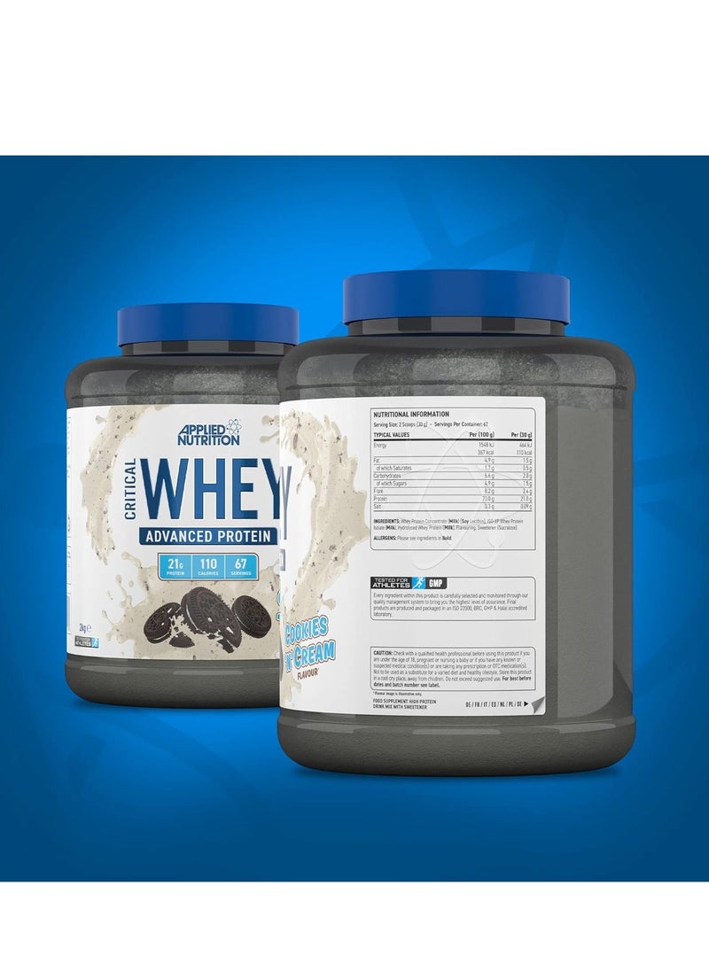 Critical Whey Blend, Lean Muscle Growth, Workout Recovery, Bodybuilding Fuel, 2Kg , Cookies And Cream Flavor