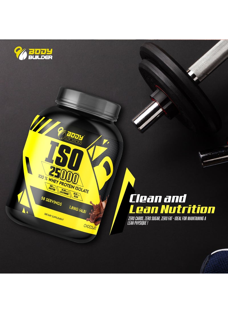 ISO 25000, Lean Muscles Growth, Rapid absorption of protein, Support Recovery, Cappuccino Flavor, 4 Lbs