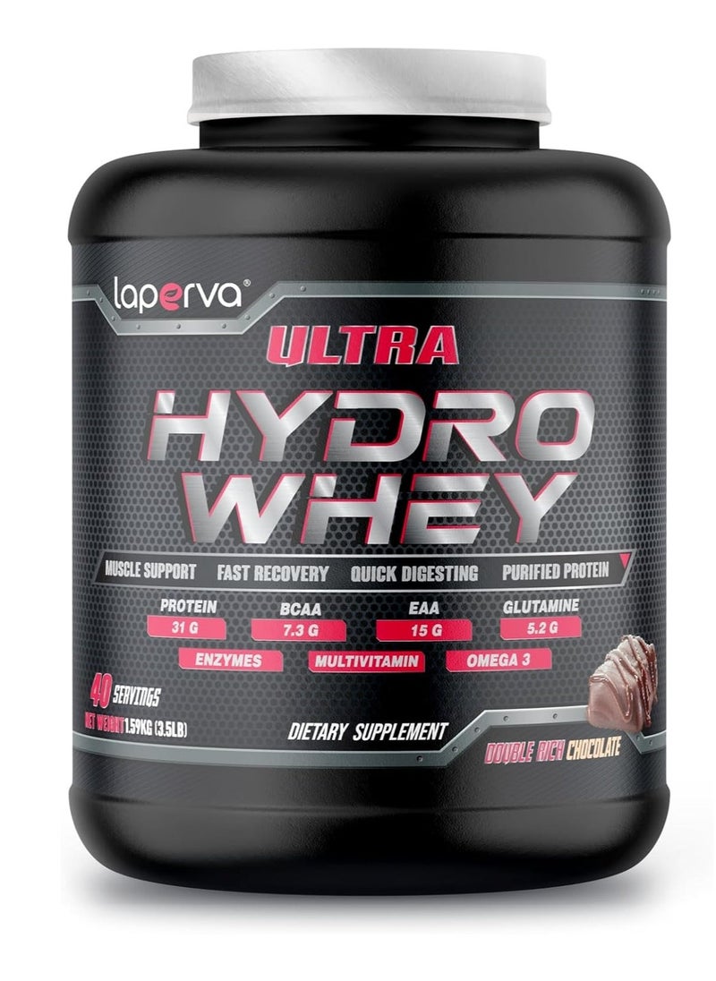 Hydrolyzed Whey Protein - Laperva Ultra Hydro Whey - Vitamin Enhanced Formula, BCAA,EAA, Glutamine, Omega 3 - 3.5 lb (40 servings)