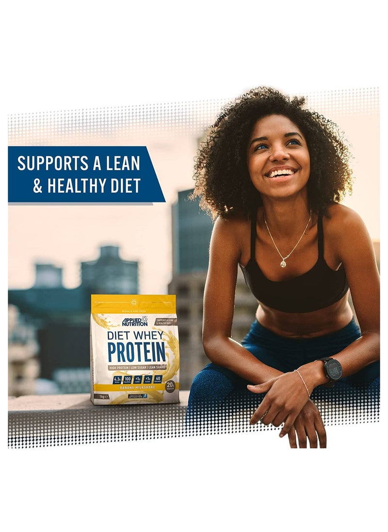 Diet Whey - High Protein Powder Supplement, Low Carb & Sugar, For Weight Management With Cla, L Carnitine, Green Tea (1Kg - 40 Servings) (Banana Milkshake)