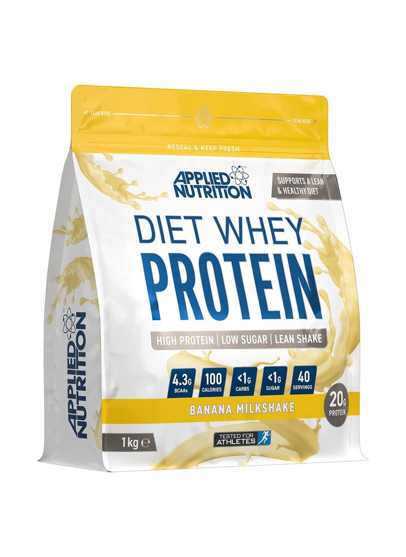 Diet Whey - High Protein Powder Supplement, Low Carb & Sugar, For Weight Management With Cla, L Carnitine, Green Tea (1Kg - 40 Servings) (Banana Milkshake)