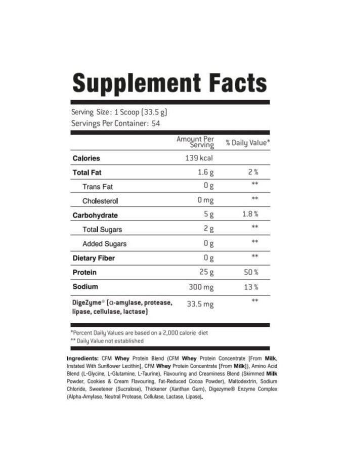 Whey protein-Cookies and Cream Flavor, 4 Lbs