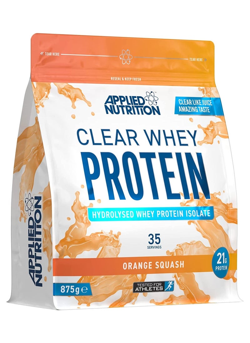 Applied Nutrition Clear Whey Isolate - Whey Protein Isolate, Refreshing High Protein Powder, Fruit Juice Style Flavours (Orange Squash) (875g - 35 Servings)