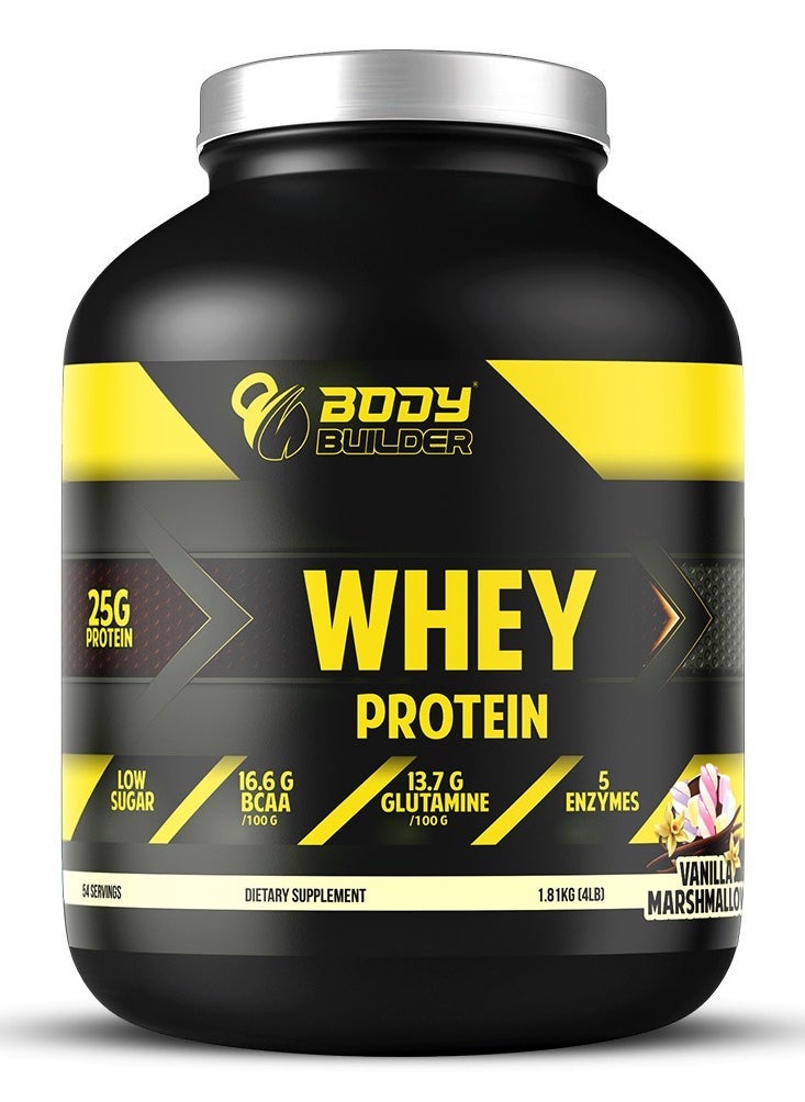 100% Whey Protein, Lean Muscles Growth and Support Recovery, Vanilla Marshmallow Flavor, 4 Lbs