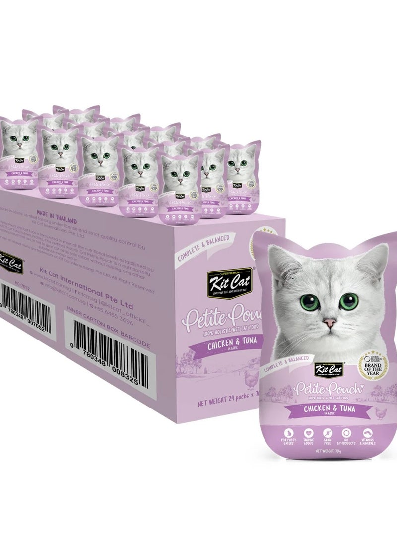 Kit Cat Petite wet food Pouch 70g Chicken & Tuna 24pcs