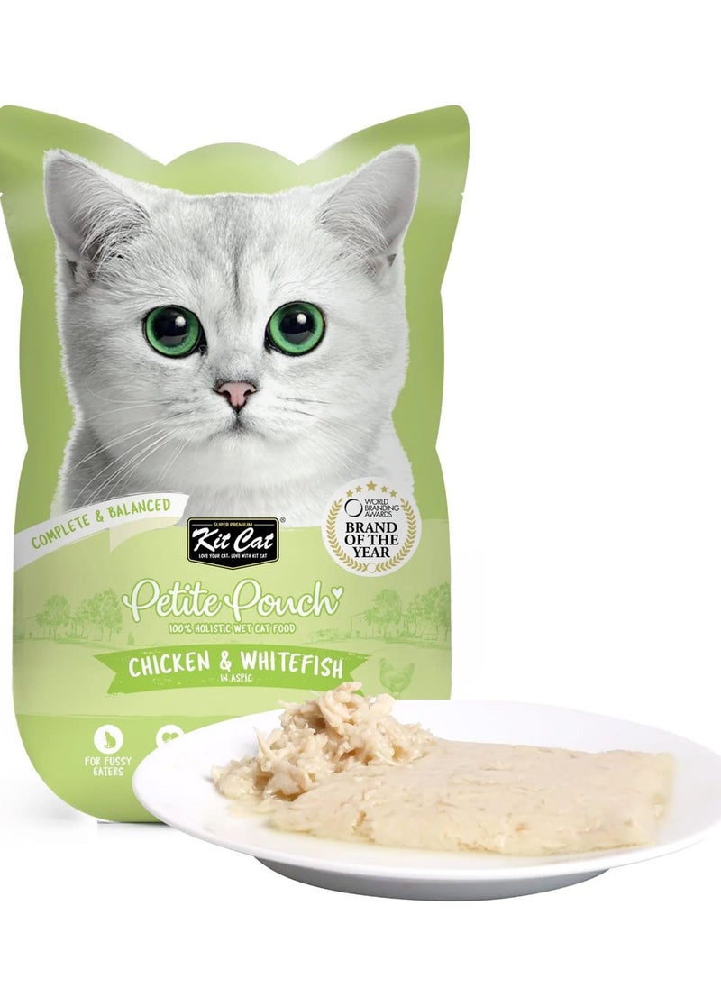 Kit Cat Petite wet food Pouch 70g Chicken & Whitefish 24pcs