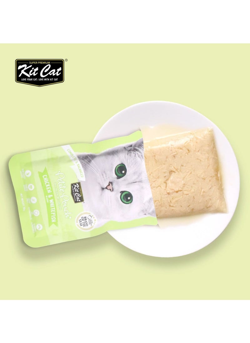 Kit Cat Petite wet food Pouch 70g Chicken & Whitefish 24pcs