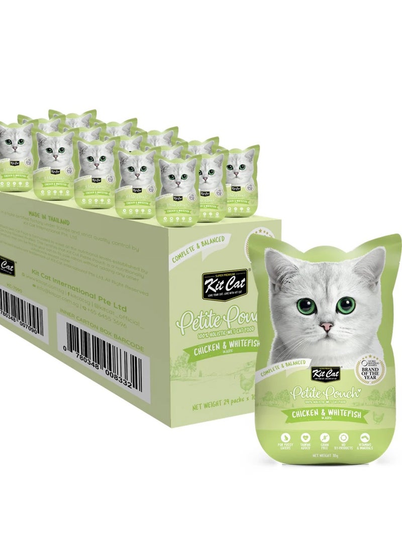 Kit Cat Petite wet food Pouch 70g Chicken & Whitefish 24pcs