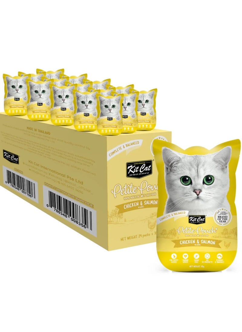 Kit Cat Petite wet food Pouch 70g Chicken & Salmon 24pcs