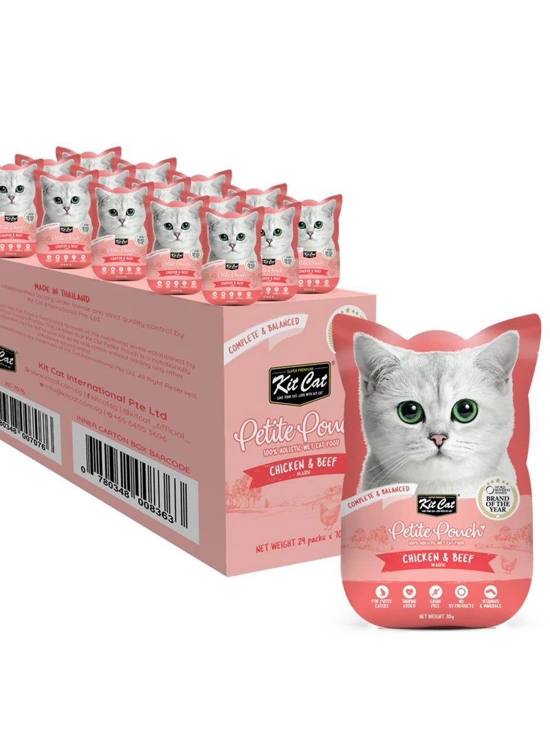 Kit Cat Petite wet food Pouch 70g Chicken & Beef 24pcs