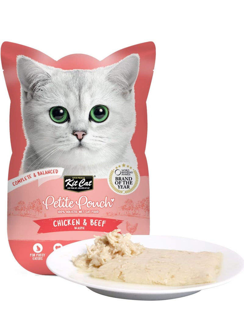 Kit Cat Petite wet food Pouch 70g Chicken & Beef 24pcs