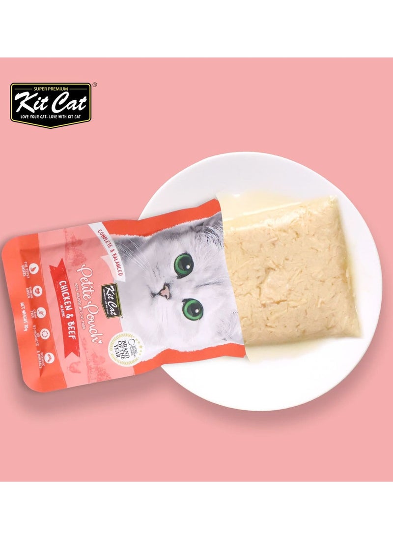 Kit Cat Petite wet food Pouch 70g Chicken & Beef 24pcs