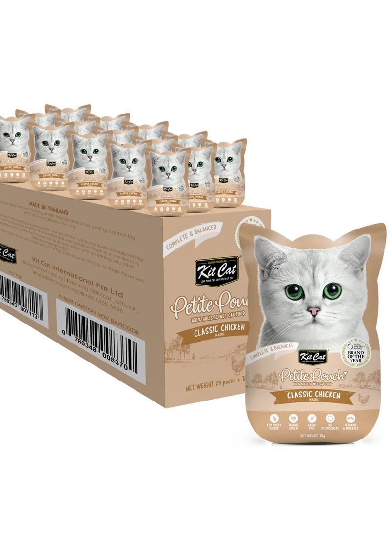 Kit Cat Petite wet food Pouch 70g – Classic Chicken 24pcs