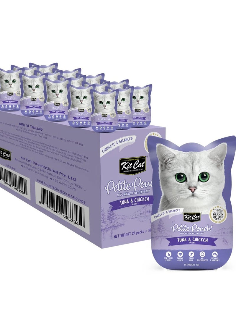 Kit Cat Petite wet food Pouch 70g – Tuna & Chicken 24pcs