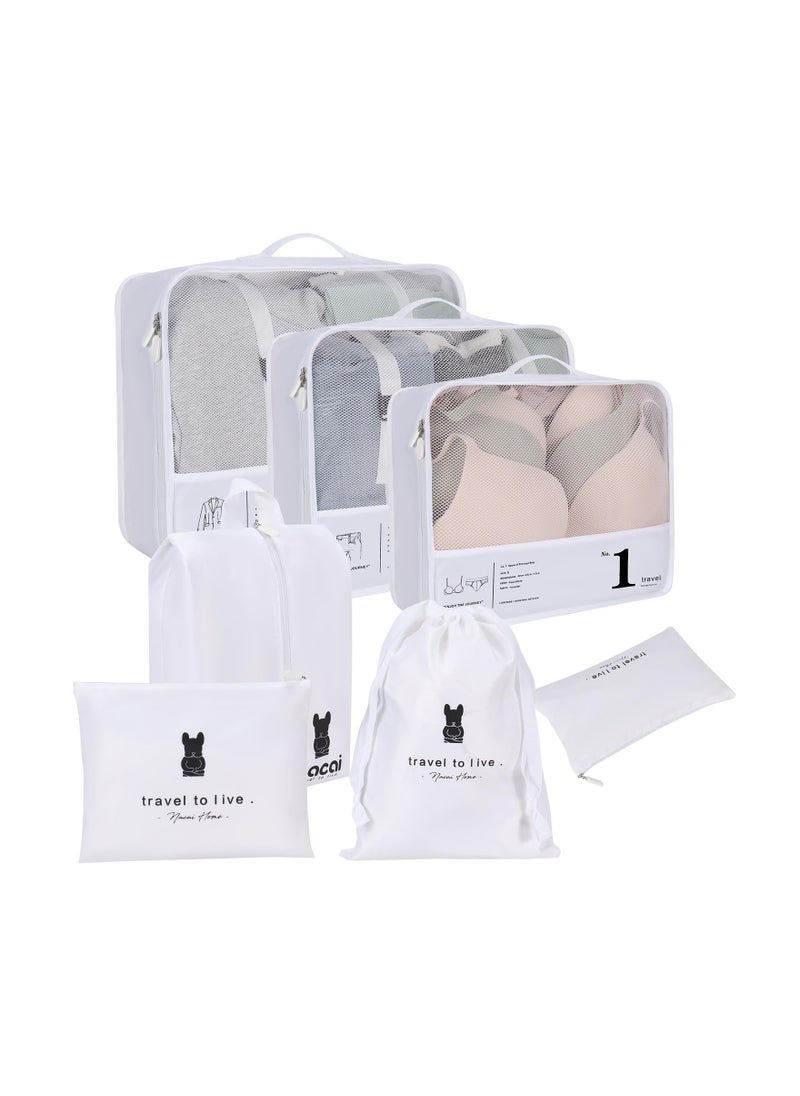 7 Pack of Packing Cubes for Suitcases in 3 Sizes, Large Luggage Cube for Packing Mesh Holiday Packing Cube for Backpack Hanging Organiser Clothes Storage Bag, Travel Essentials, Travel Bags Organizer