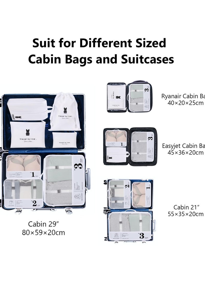 7 Pack of Packing Cubes for Suitcases in 3 Sizes, Large Luggage Cube for Packing Mesh Holiday Packing Cube for Backpack Hanging Organiser Clothes Storage Bag, Travel Essentials, Travel Bags Organizer