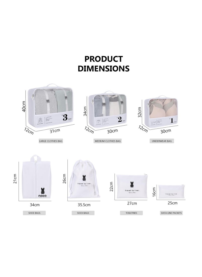 7 Pack of Packing Cubes for Suitcases in 3 Sizes, Large Luggage Cube for Packing Mesh Holiday Packing Cube for Backpack Hanging Organiser Clothes Storage Bag, Travel Essentials, Travel Bags Organizer