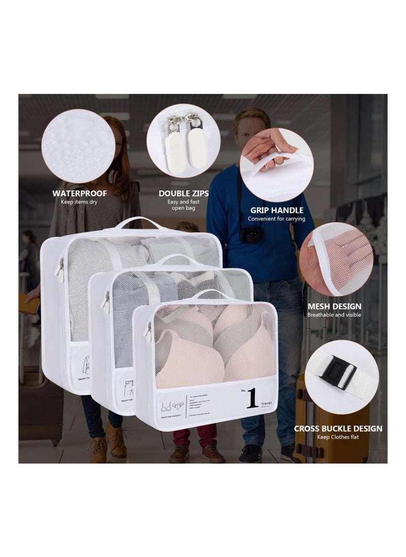7 Pack of Packing Cubes for Suitcases in 3 Sizes, Large Luggage Cube for Packing Mesh Holiday Packing Cube for Backpack Hanging Organiser Clothes Storage Bag, Travel Essentials, Travel Bags Organizer