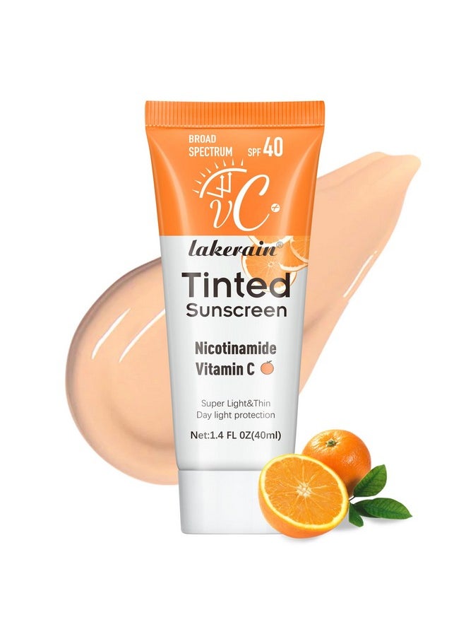 NICEFACE Tinted Sunscreen for Face with SPF 40 - UV Protection - Moisturizer & Lightweight Facial Sunscreen with Vitamin C and Vitamin E, for All Skin Type (40ml), Bronze