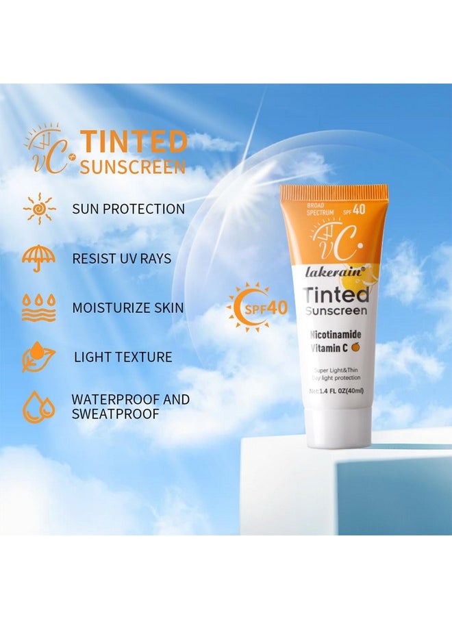 NICEFACE Tinted Sunscreen for Face with SPF 40 - UV Protection - Moisturizer & Lightweight Facial Sunscreen with Vitamin C and Vitamin E, for All Skin Type (40ml), Bronze
