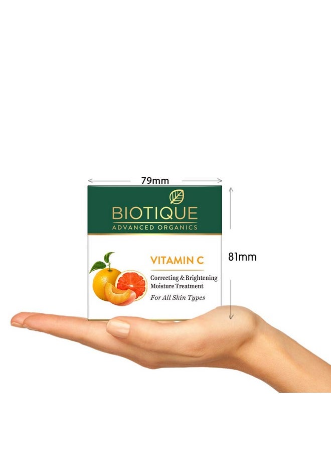 Biotique Vitamin C Correcting and Brightening Non Greasy Face Cream for All Skin Types, 50g | Younger Skin, Brighter