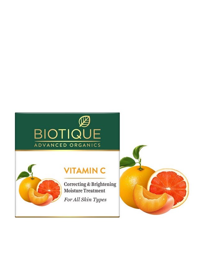 Biotique Vitamin C Correcting and Brightening Non Greasy Face Cream for All Skin Types, 50g | Younger Skin, Brighter