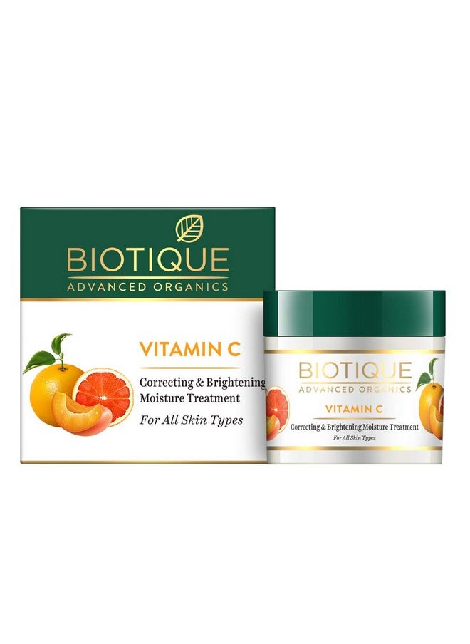 Biotique Vitamin C Correcting and Brightening Non Greasy Face Cream for All Skin Types, 50g | Younger Skin, Brighter