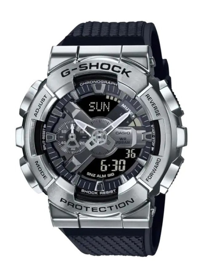 Casio G-Shock GM-110-1ADR Men's Metal Bezel Watch – Shock Resistant, 200M Water Resistant, Analog-Digital, LED Light, World Time, Chronograph, Black Resin Band