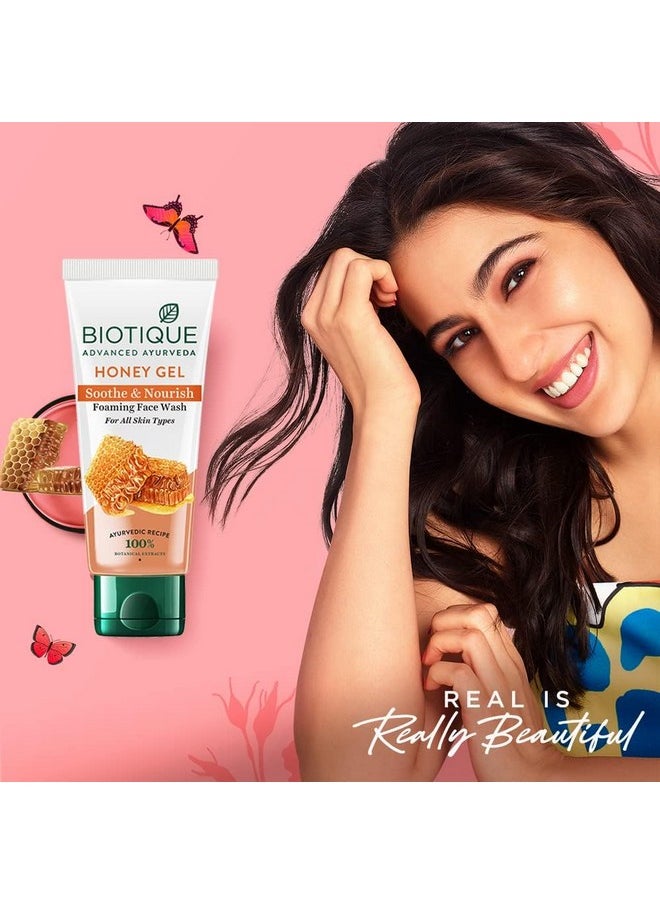 Biotique Bio Honey Gel Refreshing Foaming Face Wash, 150ml/ 5.07 Oz. I All Skin Type I Enriched with Honey Powerful Cleanser, Brightens Complexion, Boosts Skin Tone
