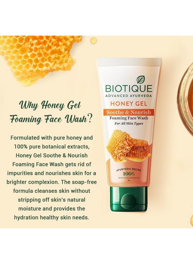 Biotique Bio Honey Gel Refreshing Foaming Face Wash, 150ml/ 5.07 Oz. I All Skin Type I Enriched with Honey Powerful Cleanser, Brightens Complexion, Boosts Skin Tone