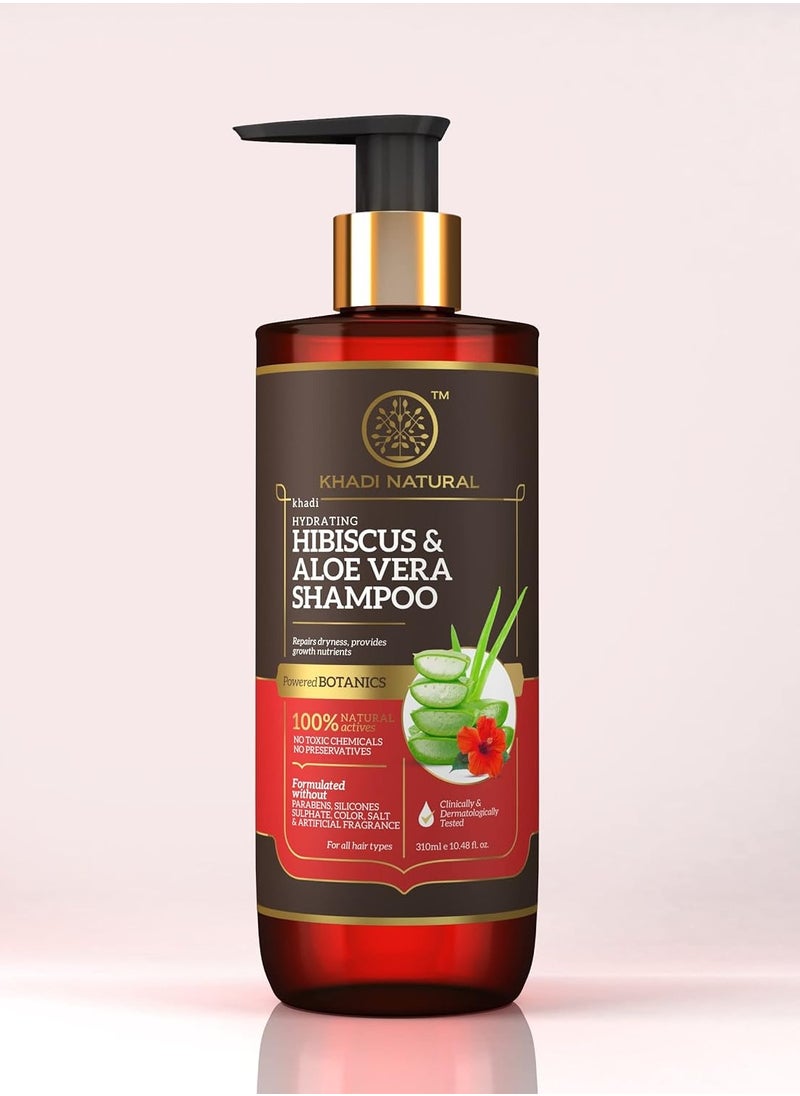 KHADI NATURAL HIBISCUS and ALOEVERA SHAMPOO WITH REETHA and AMLA SULPHATE PARABEN FREE - POWERED BOTANICS