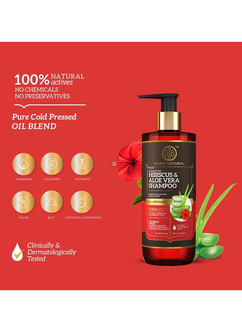 KHADI NATURAL HIBISCUS and ALOEVERA SHAMPOO WITH REETHA and AMLA SULPHATE PARABEN FREE - POWERED BOTANICS
