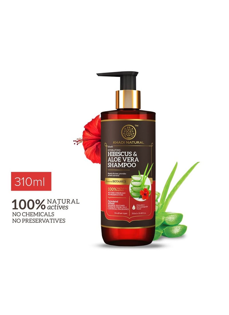 KHADI NATURAL HIBISCUS and ALOEVERA SHAMPOO WITH REETHA and AMLA SULPHATE PARABEN FREE - POWERED BOTANICS