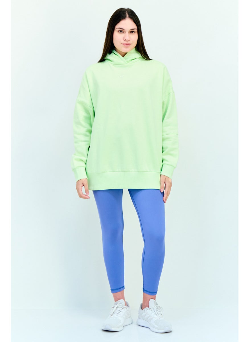 Women Sportswear Fit Long Sleeve Outdoor Hoodie, Lime Green