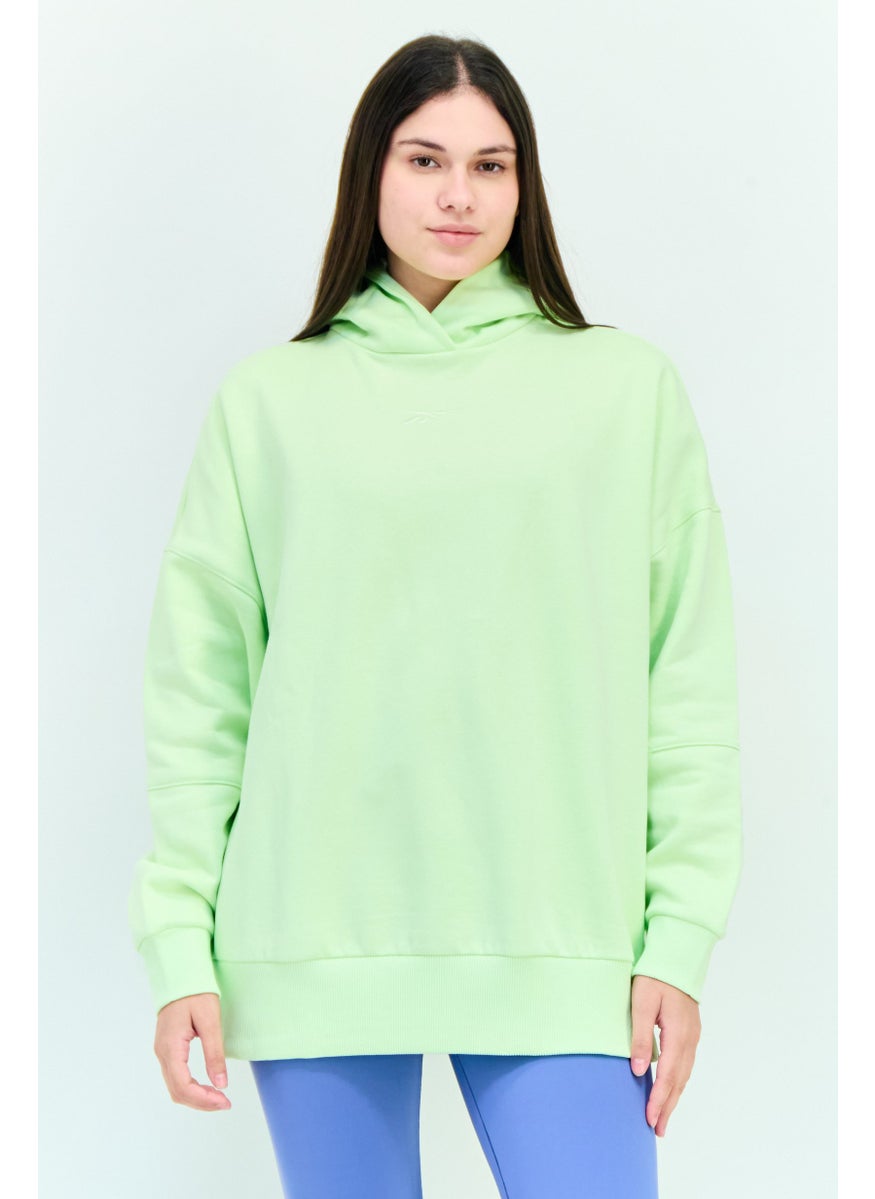 Women Sportswear Fit Long Sleeve Outdoor Hoodie, Lime Green