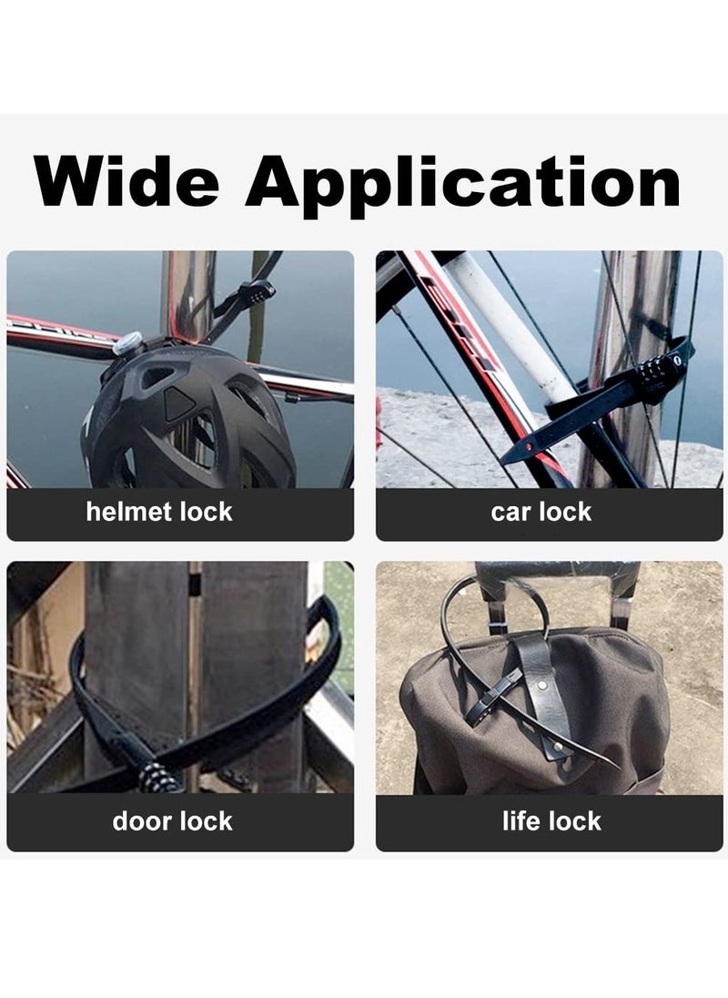 2Pcs Zip Tie Bike Lock Lightweight Combination Bicycle Lock Small Cable Lock 3 Digit Security Tie Outdoor Equipment Cable Lock for Bikes Refrigerators Helmets Luggage Skis Black