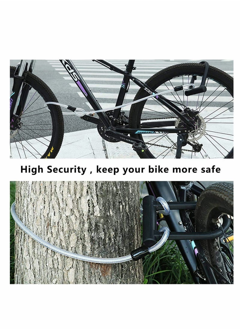 Heavy Duty U,Lock for Bikes with 4FT Steel Cable and Secure Mounting Bracket for Road, Mountain, Electric, and Folding Bikes