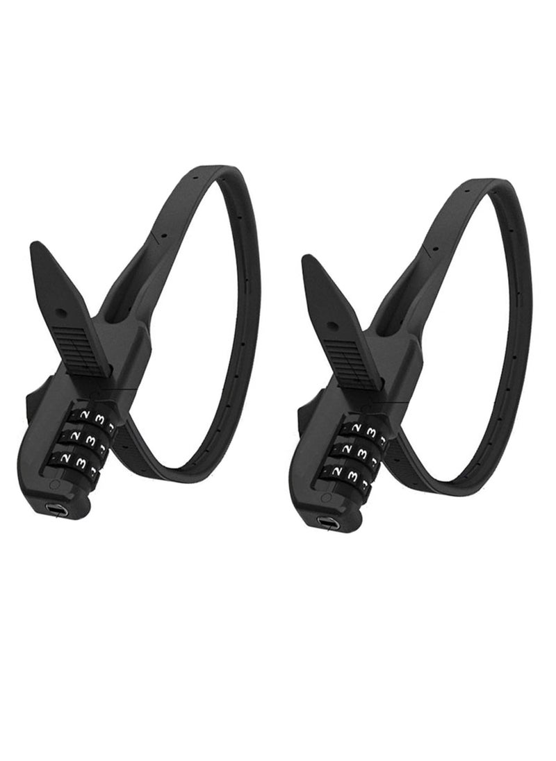2Pcs Zip Tie Bike Lock Lightweight Combination Bicycle Lock Small Cable Lock 3 Digit Security Tie Outdoor Equipment Cable Lock for Bikes Refrigerators Helmets Luggage Skis Black