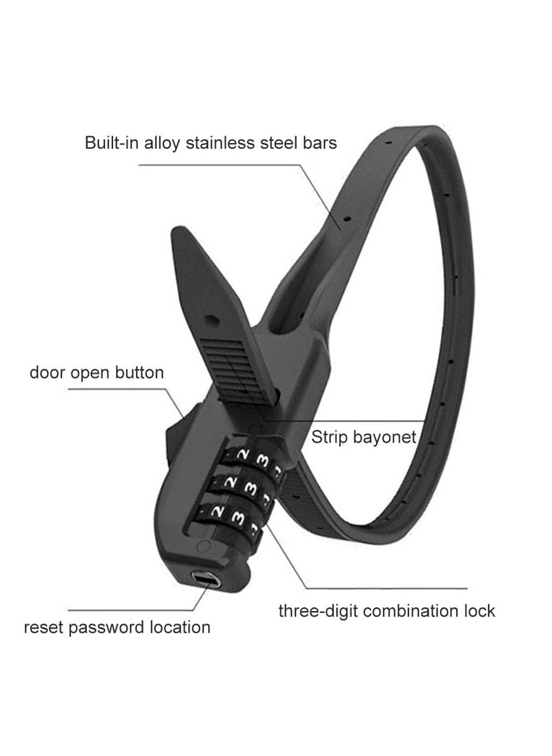 2Pcs Zip Tie Bike Lock Lightweight Combination Bicycle Lock Small Cable Lock 3 Digit Security Tie Outdoor Equipment Cable Lock for Bikes Refrigerators Helmets Luggage Skis Black