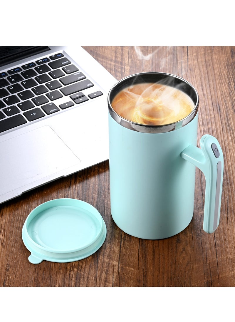 Self Stirring Mug, Portable Battery Powered Auto Magnetic Stirring Coffee Mug, Stainless Steel Auto Self Mixing Cup for Coffee, Milk, Cocoa (380ml, Green)
