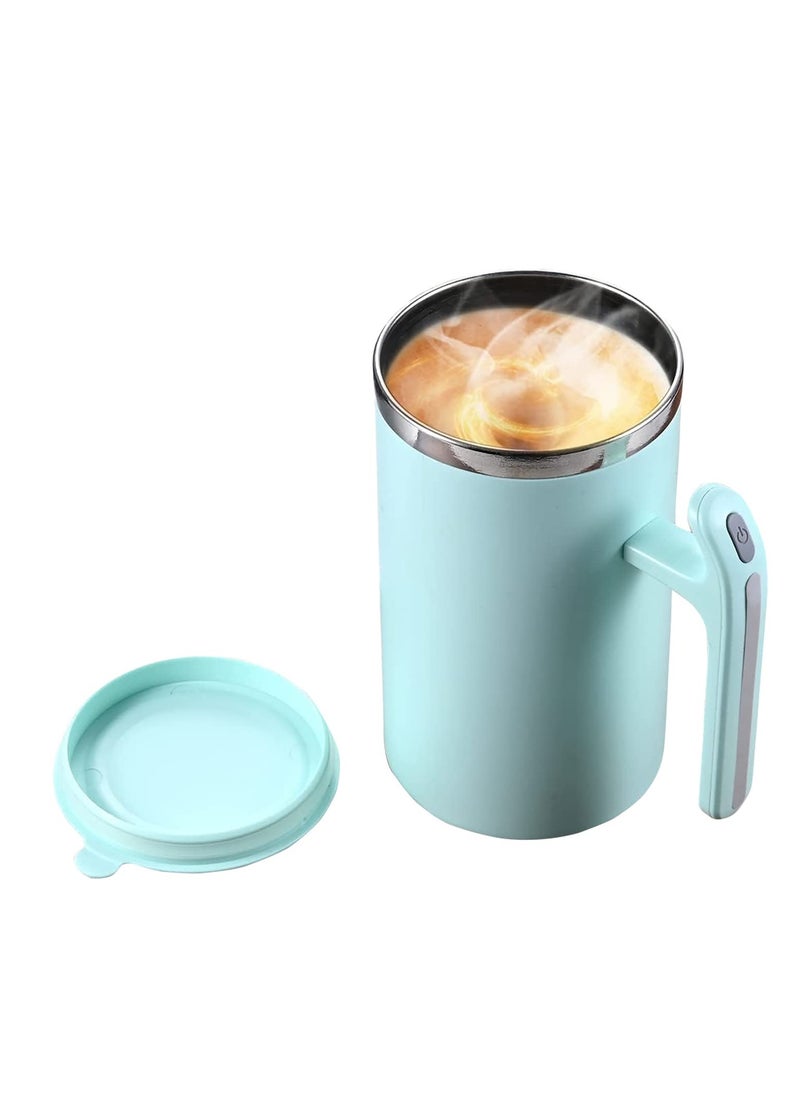 Self Stirring Mug, Portable Battery Powered Auto Magnetic Stirring Coffee Mug, Stainless Steel Auto Self Mixing Cup for Coffee, Milk, Cocoa (380ml, Green)