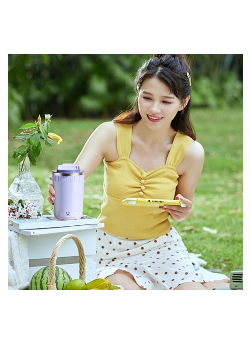 High Speed Stirring Cup, Electric Self Stirring Coffee Cup with Lid, Automatic Magnetic Stirring Mug, Small Mixing Cups, with Easy One-Buttom Design, Suitable for Home Outdoor, Stainless Steel