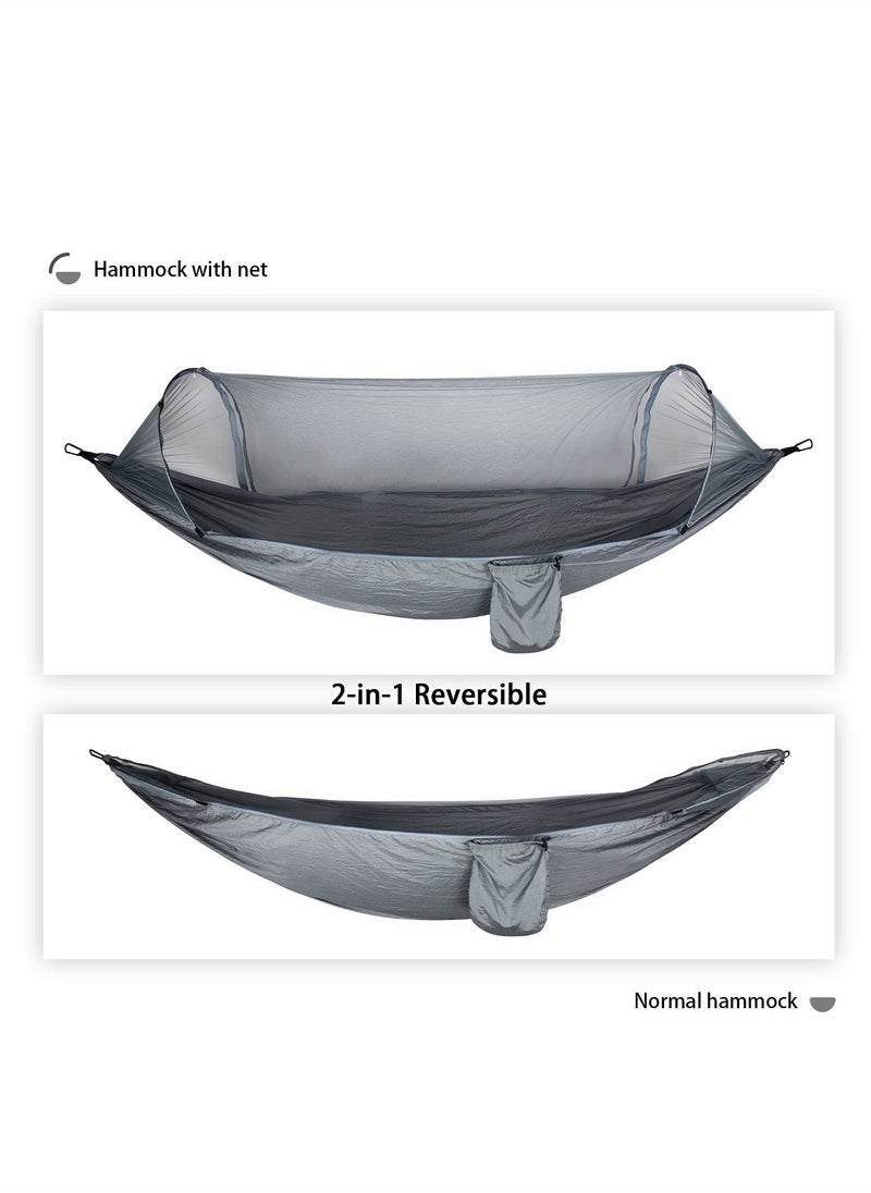 Camping Hammock, Portable Outdoor Hammock, Fully Automatic Quick Open With Mosquito Net, Suitable For Camping, Hiking, Travel, Beach, Backyard