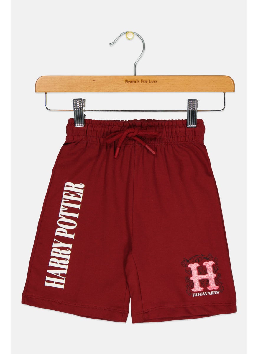 Kids Boy Brand Logo Basic Shorts, Maroon