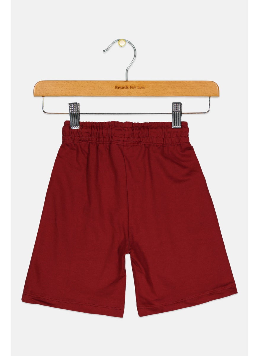 Kids Boy Brand Logo Basic Shorts, Maroon
