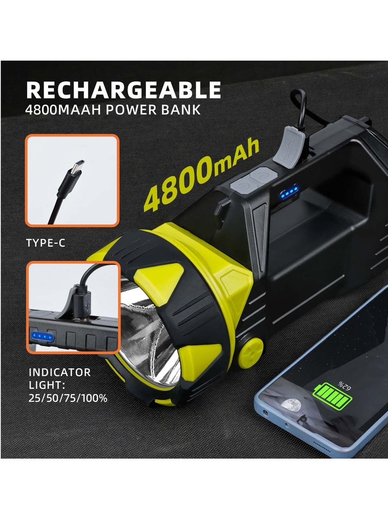 Rechargeable LED Camping Lantern, 1500LM, 8 Light Modes, 4800mAh Spotlight Flashlight with 90° Rotate Head, Handheld Lantern Flashlight for Hurricane Emergency, Hiking (With USB cable)