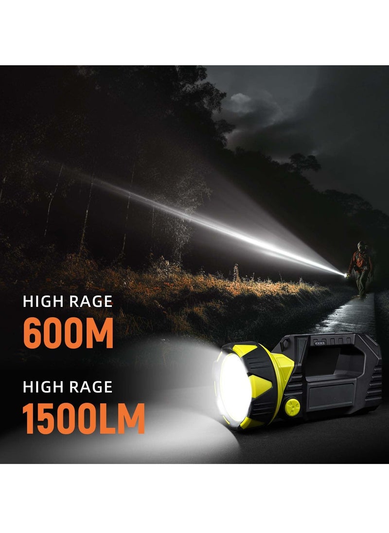 Rechargeable LED Camping Lantern, 1500LM, 8 Light Modes, 4800mAh Spotlight Flashlight with 90° Rotate Head, Handheld Lantern Flashlight for Hurricane Emergency, Hiking (With USB cable)
